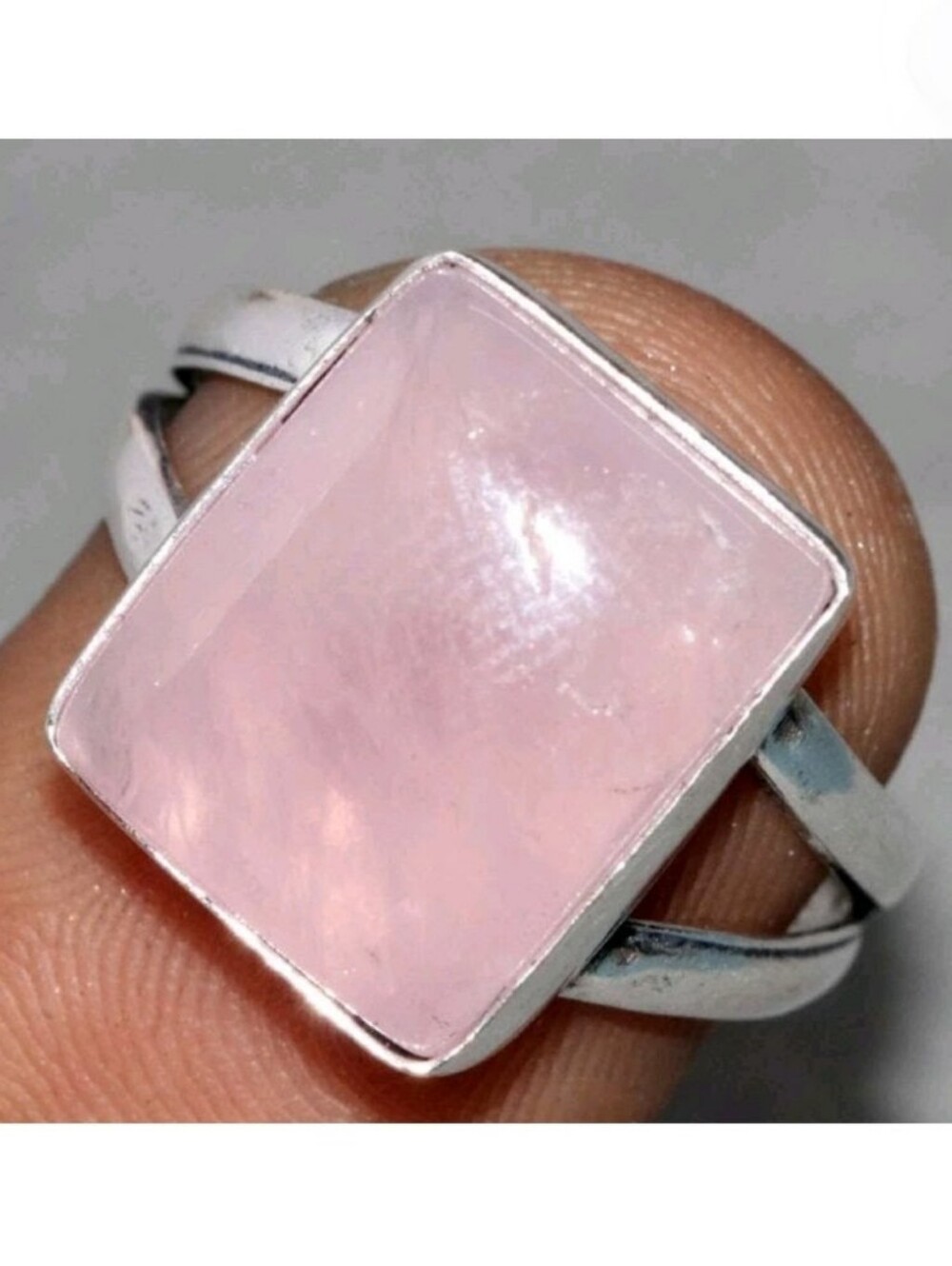 Rose Quartz Gemstone 925 Sterling Silver Handmade Ring